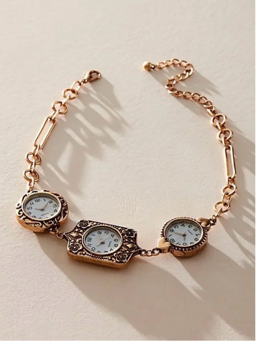 Free People Timeless Watch Gold Toned Choker Adjustable Necklace